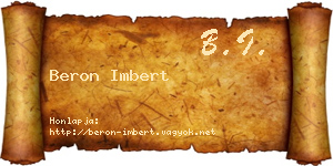 Beron Imbert névjegykártya